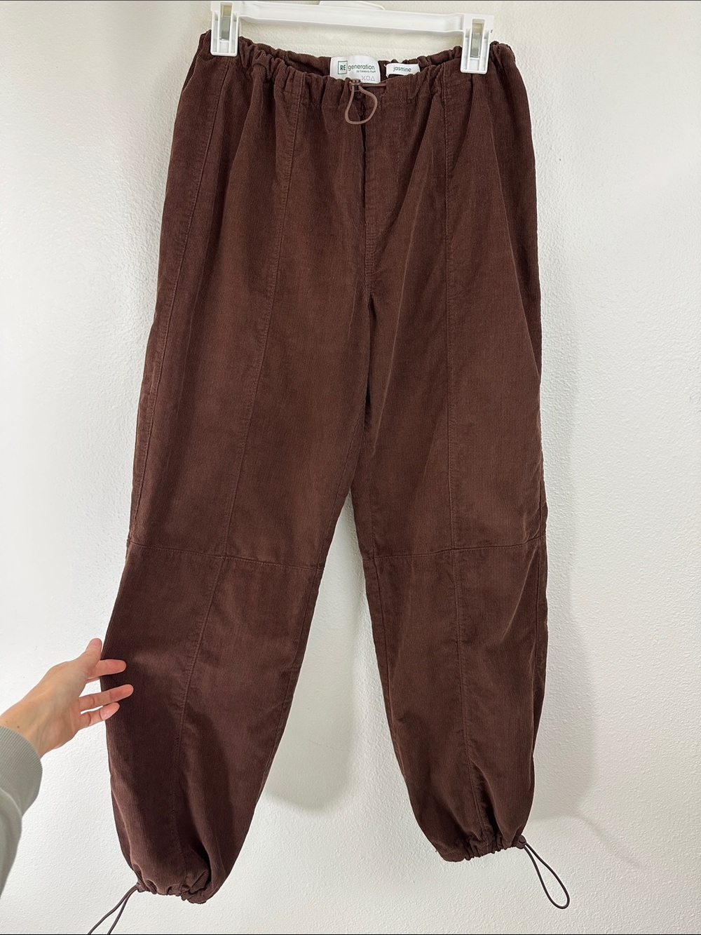 RE generation Celebrity Pink S brown corduroy parachute pants / wide leg pants